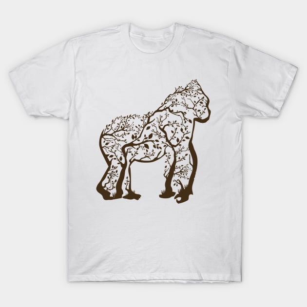 gorilla tree illustration T-Shirt by Mako Design 